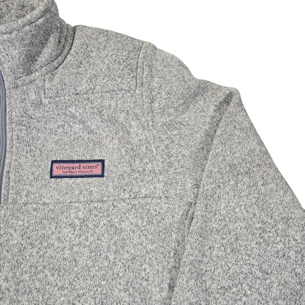 Vineyard Vines Gray Heathered Quarter Zip Pullover Sweater Fleece Girls Large
